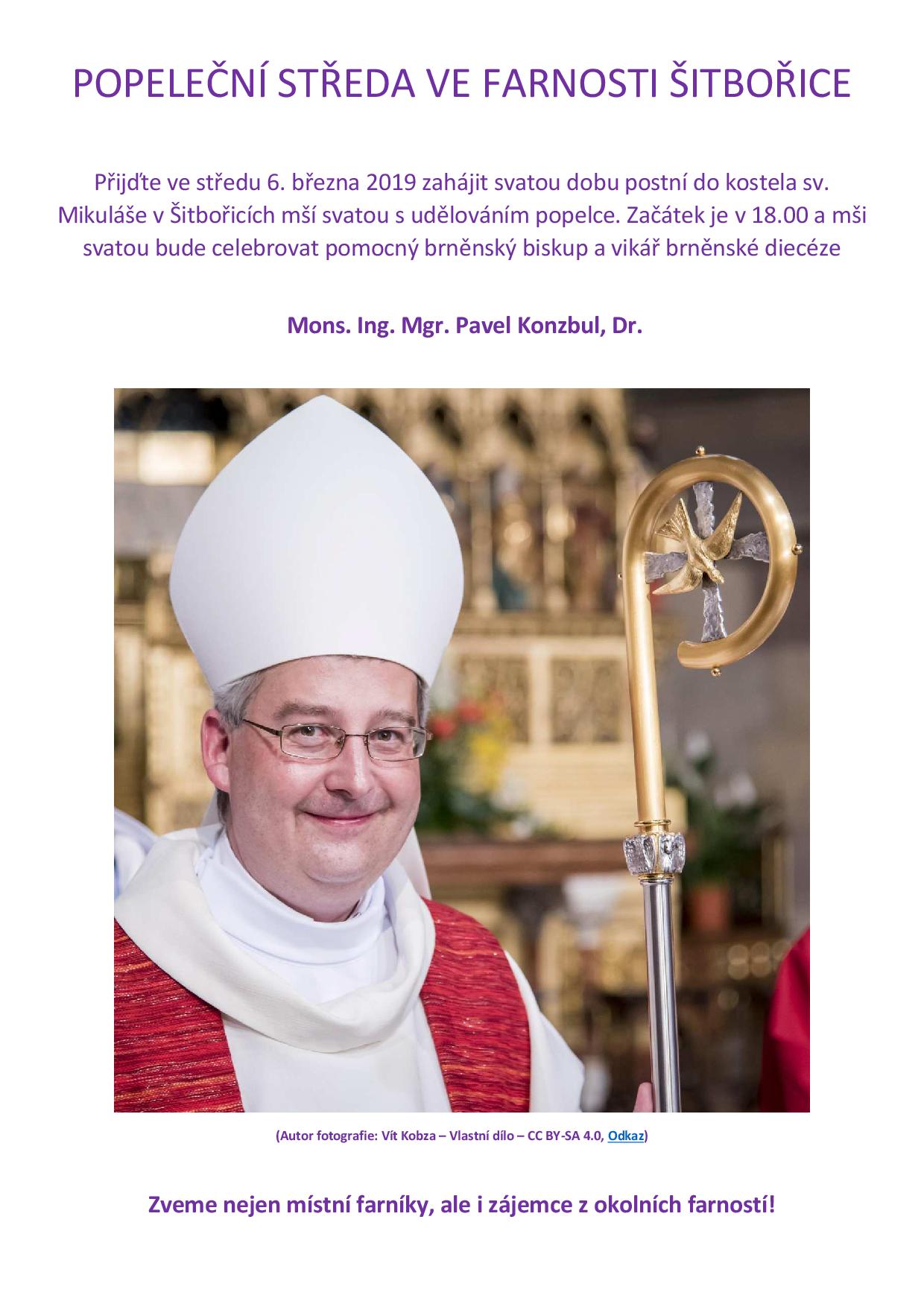 Popeleční středa s otcem biskupem Pavlem Konzbulem